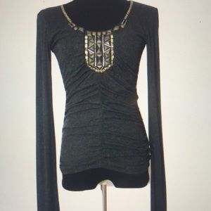 CAbi embellished long sleeved fitted shirt